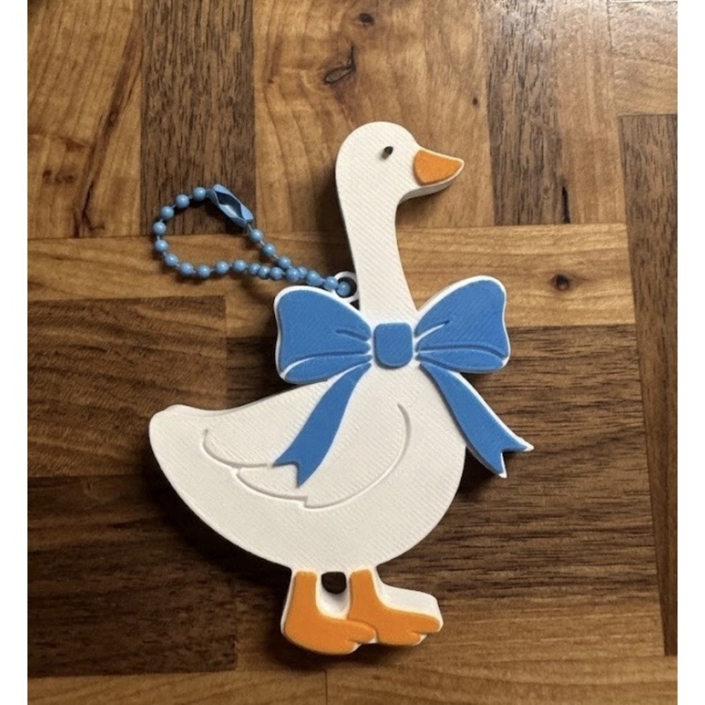 Vintage Goose Style Blue Bow Can Pop Top Keychain Nail Saver 3D Print